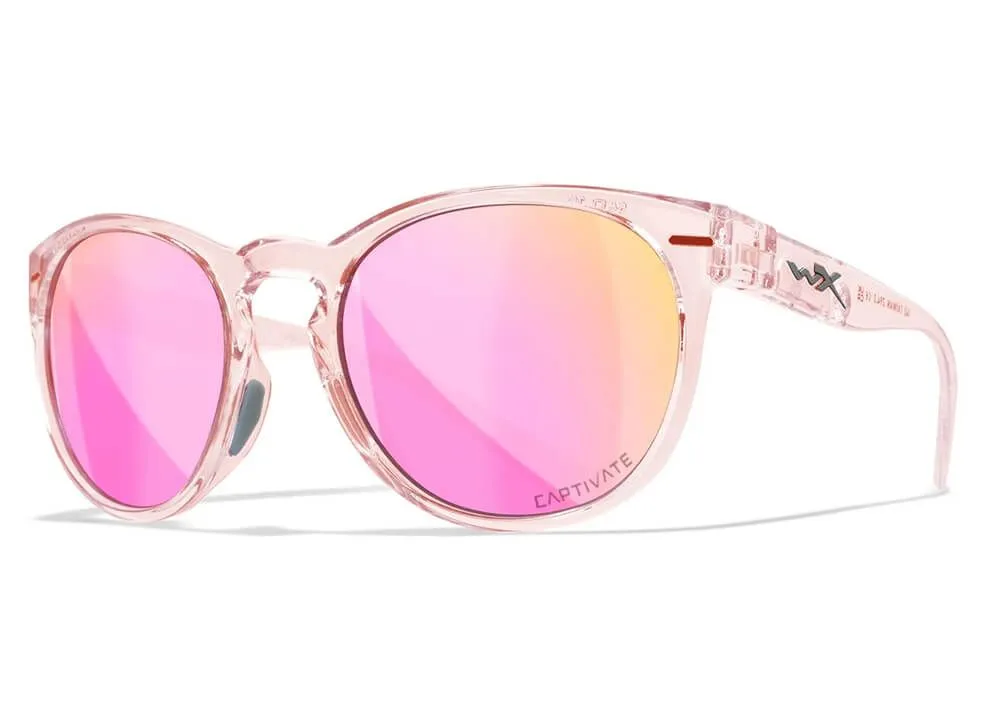 Gafas Wiley X Covert - Lentes De Espejo Polarizadas Captivate En Oro Rosa - Montura En Rubor De Cristal Brillante