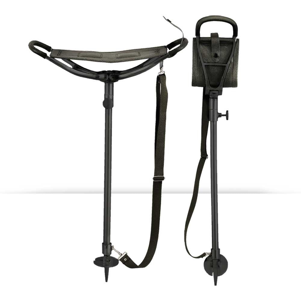 Bastón Asiento De Acero Y Piel - Negro