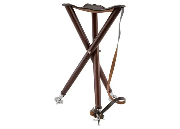Taburete De Caza Madera 3 Patas 60 Cm Con Patas De Acero