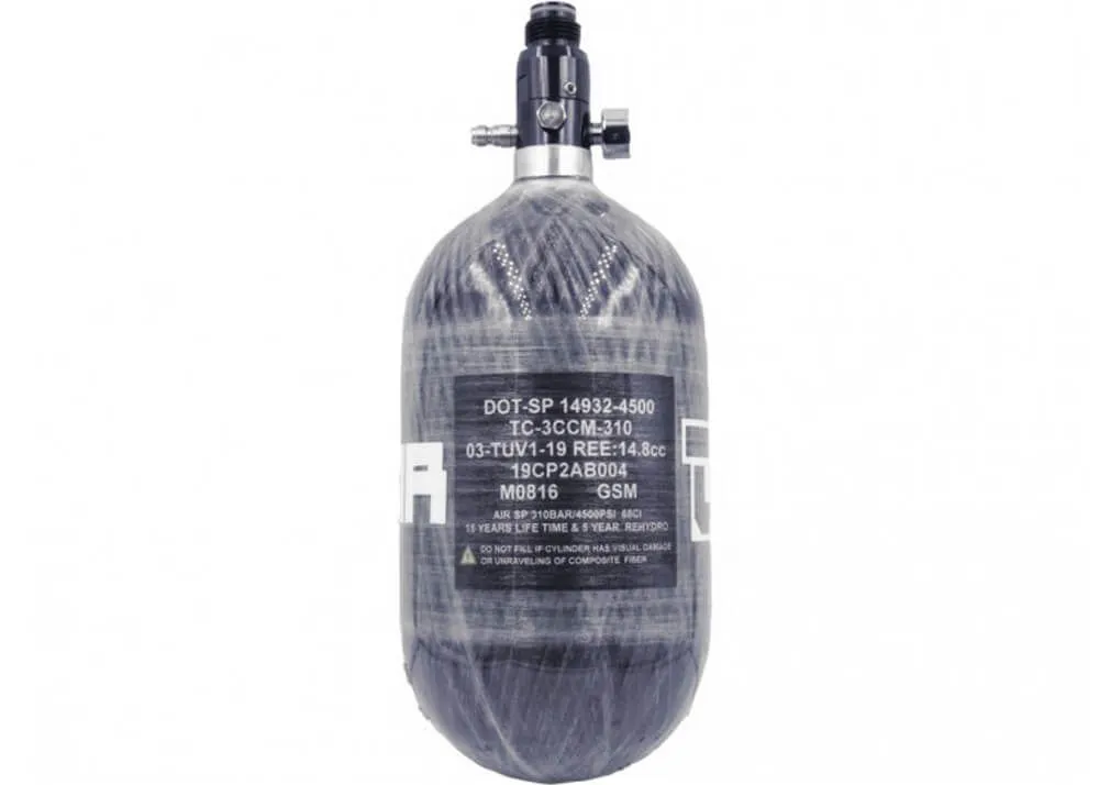 Tanque Hpa Dominator 68/4500 Carbono 1 Litro 310 Bar Con Manómetro