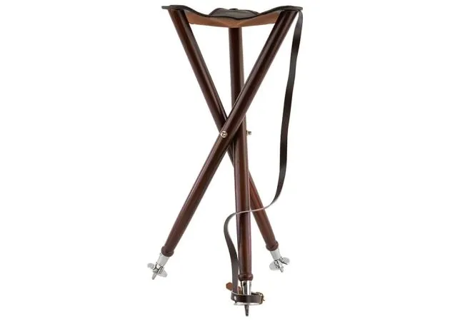Taburete De Caza Madera 3 Patas 70 Cm Con Patas De Acero