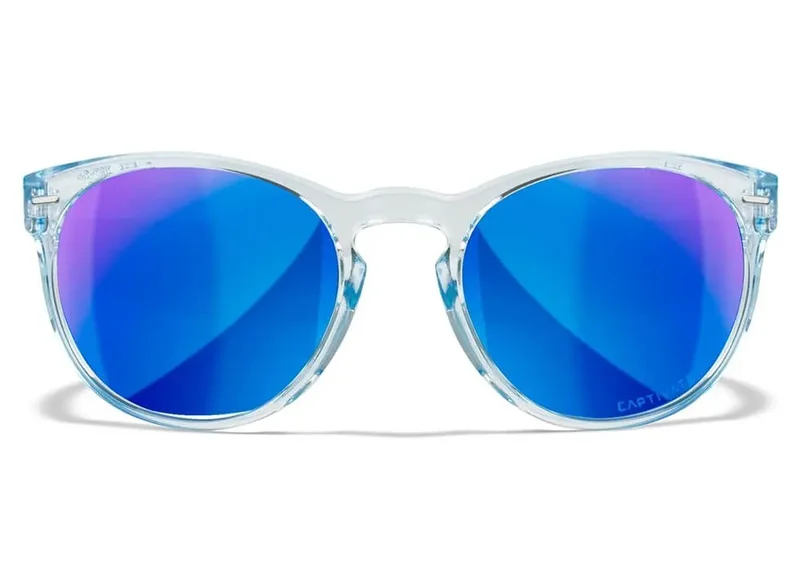 Gafas Wiley X Covert - Lentes De Espejo Azul Polarizadas Captivate - Montura Azul Zafiro Claro Cristal Brillante