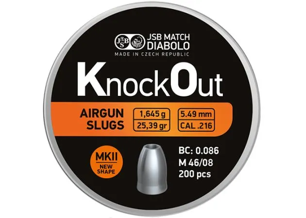Airgun Slugs Jsb Knock Out Mkii 5.5 Mm Hp 25.39 Grain (.216)