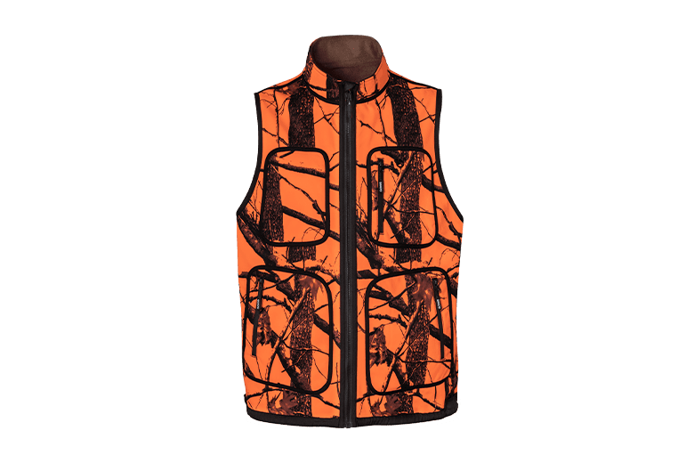 Chaleco Reversible Jabato Camo Naranja / Marrón