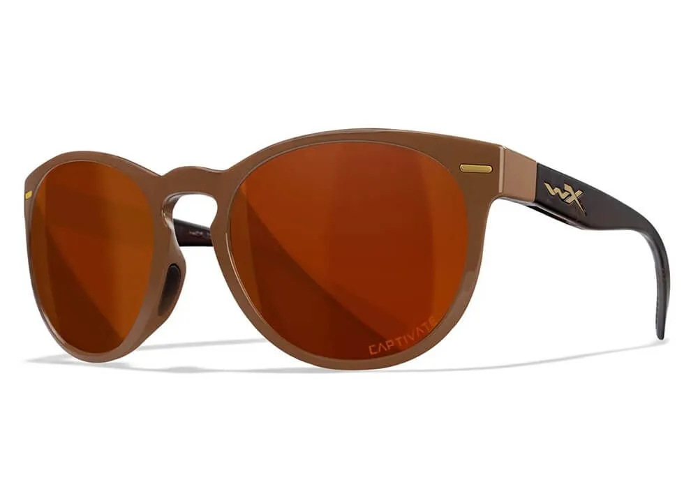Gafas Wiley X Covert - Lentes De Cobre Polarizadas Captivate - Montura Café Brillante/Marrón Cristal